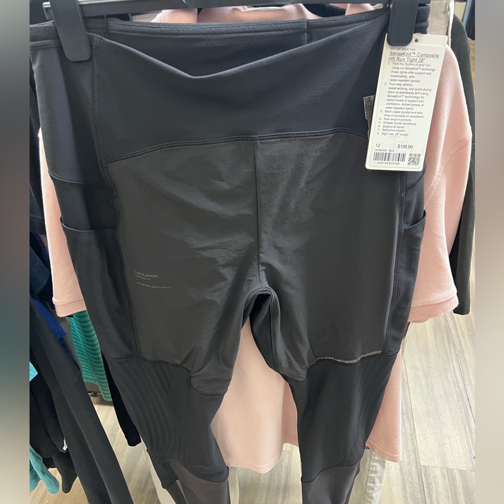 new with tag Lululemon SenseKnit™ Composite HR Run Tight 28" size 12 black